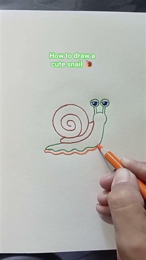 This is how I draw a cute snail #drawing #drawingforkids #easydrawing