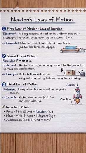 Newton’s 3 Laws of Motion Easy Explanation | Physics Shorts | Science Concept#Science #PhysicsShorts