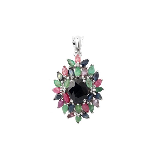 Ruby Sapphire Emerald Pendant | Sterling Silver Birthstone Necklace Gift for Her - Etsy