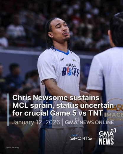 ICYMI: Meralco may be without a key piece on Wednesday as Chris Newsome sustained an MCL sprain on his left knee, putting his availability for Game 5 of the PBA Philippine Cup semifinals against TNT in doubt. Newsome revealed the diagnosis on Sunday following the Bolts’ 102-83 loss to the Tropang Giga. “Right now, the official update is I have an MCL sprain on my left knee. It’s just going through the recovery process and taking the precautions I need to take for me to be able to get back on the