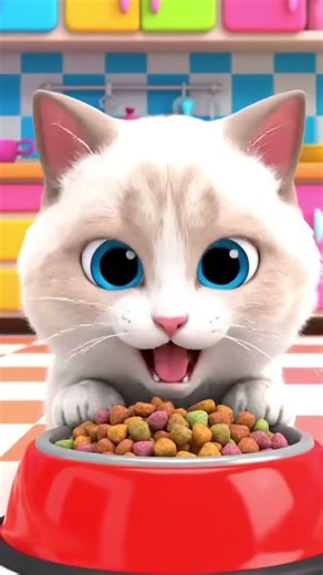 Happy White Cat Walk 🐱✨ | Cute Cartoon Short#WhiteCat #CuteCat #CartoonCat #HappyCat