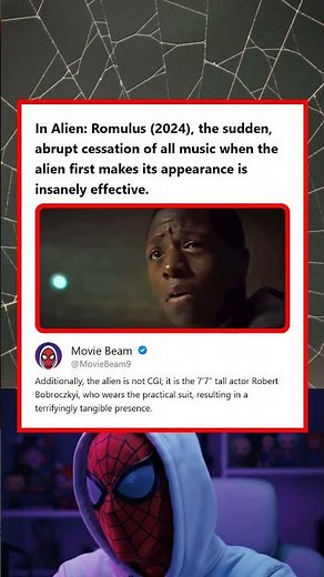 Alien Romulus 2024 Sudden Music Cut and 77 Actor in Practical Alien Suit