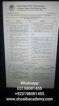 Computer Science Class 10 FBISE 2026 🔥 Model Paper + Most Important Questions & Guess Paper