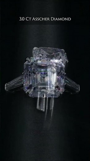 3.00 Carat Asscher-Cut Diamond Ring with Tapered Baguettes | Bez Ambar