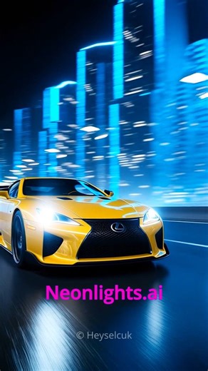 Selcuk Demir on Instagram: "Yellow Lexus LFA driving fast in futuristic city, blue neon lights 🔥"