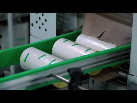 Yellow Thermal Paper Labels in Action – High-Speed Production Line