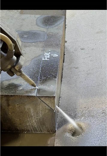 Waterjet Chamfer Cut on 100mm Steel Ingot