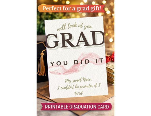 Graduation Card for Niece | 5x7 Printable Grad Card (instant Download) - Etsy