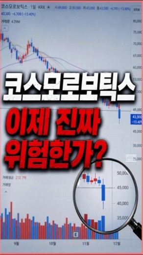 코스모로보틱스 주가 -14% 폭락, 45,000원 깨지면 진짜 위험한 이유