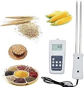 Memory Digital Grain Moisture Meter Tester Analyzer Wheat Corn Paddy Rice Oats Barley Soybeans Wheat Flour Moisture Tester With 120 Groups Data Storage Measuring Range 5-82%(CD00) 5-30%(Special)