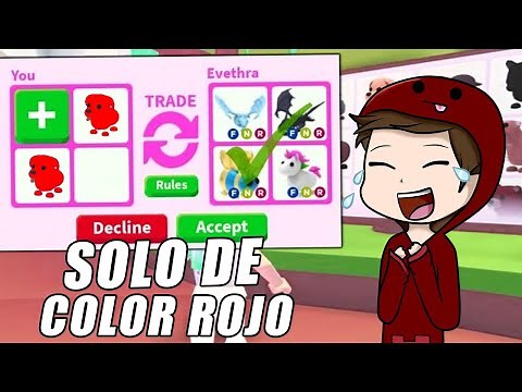 24 HORAS TRADEANDO SOLO DE COLOR ROJO EN ADOPT ME ROBLOX!
