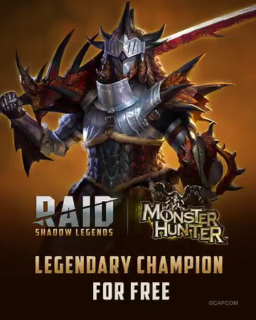 We’ve joined forces with Monster Hunter! Download RAID and claim your Rathalos Blademaster Legendary Champion! | Raid: Shadow Legends