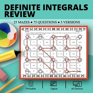 Summer: Definite Integrals REVIEW Maze Activity
