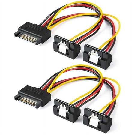 SATA Power Cable, 2-Pack 8-Inch 15 Pin Male to 2XSATA Down Angle Female Splitter Cable - Walmart.ca