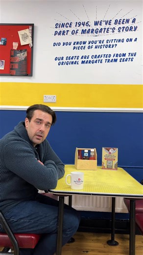 Sit on a piece of Margate history, with Margates best breakfast 🍳 But, in reality, we always try to please our customers, but it genuinely is the minority of people say they’re not a fan of the seating but we thought we’d give a bit of background for anyone wondering why we have them. Not been in before? You’ve got to come and try them out, and let us know what you thought 🤝 Anyway, happy Sunday all ☕️ #margatehistory #margate #dalbycafe #pieceofhistory | Dalby Cafe