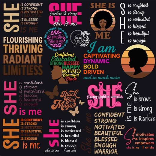 Empowerment Affirmation PNG SVG Bundle | Strong Woman Digital Design (50 Files) - Etsy