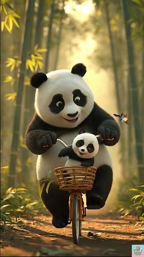🐼 Panda Daddy’s Adorable Bamboo Ride with Baby! | Heartwarming Pixar-Style Animation | #shorts