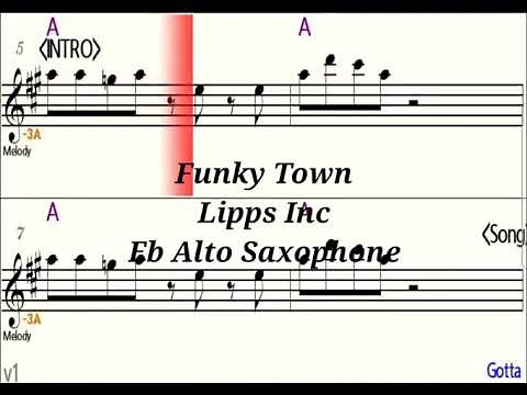 Funky Town - Eb Alto Saxophone - Play Along Sheet Music Backing Track