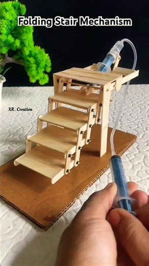 Folding Stair Mechanism with DC Motor | Magical Coin-Stacking Stair Transformation 😱 #youtubeshorts