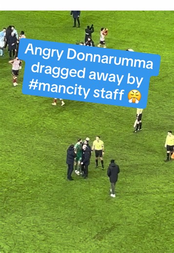 Gigio #Donnarumma was fuming after a late incident with a #sunderlandafc player in their #premierleague draw and had to be pulled away from officials by #mancity staff