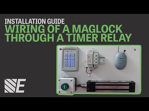Wiring of a maglock through a timer relay.