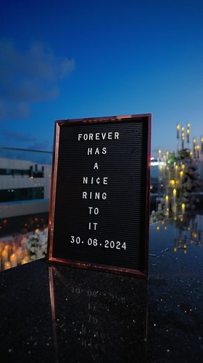 F O R E V E R Our rooftop proposal décor created a romantic ambiance with glowing candles, delicate roses, and the backdrop of a stunning sunset. #proposal #proposaldecor #proposalbells #decoration #decor #love