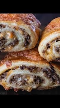 Flakey and Savory Puff Pastry Rolls with Ground Beef | Easy Appetizer Recipe