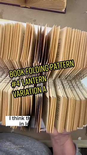 Fast and easy Book folding pattern this is a variation of the lantern fold. This worked up for me in less than an hour. I get my disgarded books from recycling centers—this book was going to be destroyed one way or another. Now its art that will hang for at least a decade in my house. #bookfoldings #bookfoldingart #repurposedbook #easycrafts