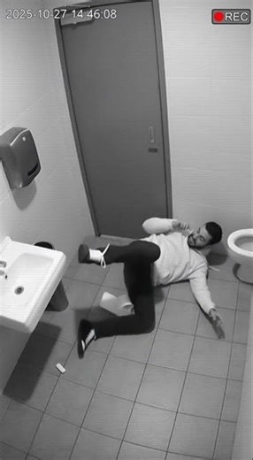 CCTV Caught Funny Toilet Fail — Man Slips and Shocks Everyone! #shorts