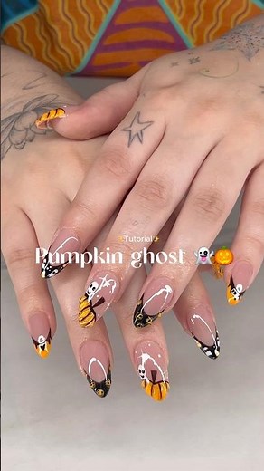 Nail tutorial🎃🍂🍁 #nails #haloween #spookyseason #spookynails #nailtutorial #nailgelart #nailart