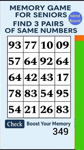 Daily Brain Exercise for Seniors – Focus & Win | Match the Numbers