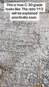 This is how C-30 grade looks like. The ratio 1:1:2 will be explained practically soon. #construction #ghana #nigeria #concretegrades #fyp | Gscon engineering ltd