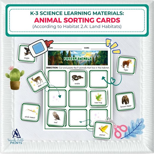 Animal Habitat Sorting Game: Land Habitats | K-3 Science Activity (digital Download) - Etsy