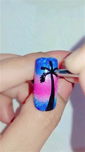 Easy Sunset Nail Art 🌴 | Nail Art Shorts