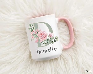 Floral Name Mug, Personalized Coffee Cup, Custom Initial Mug With Name, Custom Floral Letter Mug, Bridesmaid Gift, Birthday Christmas Gift - Etsy
