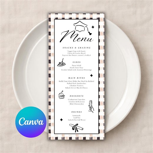 Graduation Menu Template, Graduation Menus, Graduation Party Ideas, Graduation Dinner, Graduation Centerpieces - Etsy