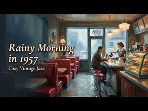 Cozy Rainy Morning on a 1957 American Street | Relaxing Vintage Jazz Ambience