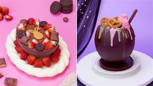 Decorating Chocolate Bowl and Sphere Cakes with Toppings – Cake Videos