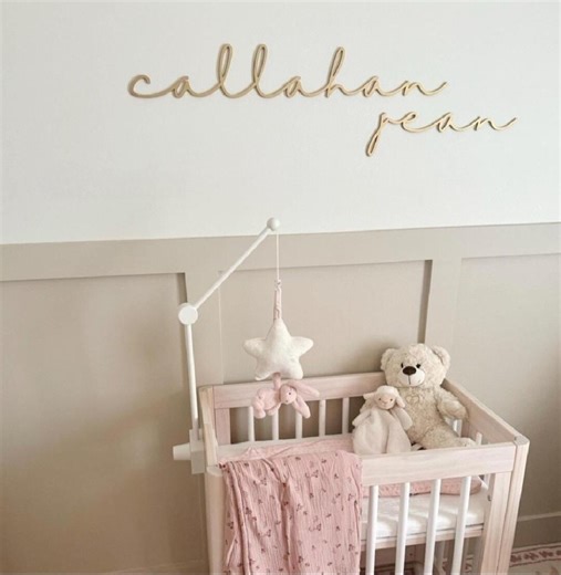 Wood Script Nursery Baby Room Name Laser Cut Sign Cursive First and Middle Name Signature Font Wall Mounted Crib Change Table Decor - Etsy