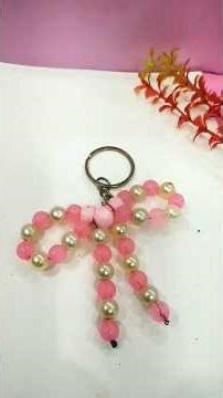 #pink #white #beads #bow #keychain #diy #easy #homemade #simple #beading #viral #fypシ #trending #fyp