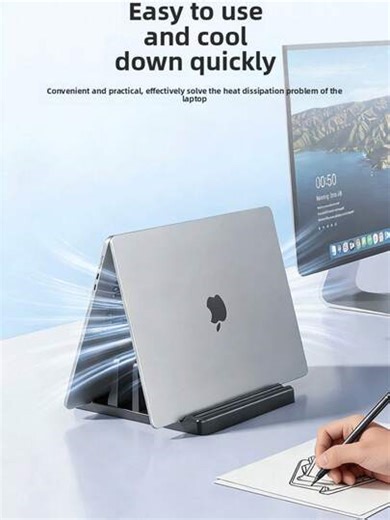 Estante de almacenamiento de computadora: Soporte vertical de metal para computadora portátil, tableta, mini, escritorio. Soporte vertical para computadora portátil: soporte de escritorio de aluminio para Macbook, Surface, Chromebook y computadoras portátiles para juegos de hasta 43.94 cm con tamaño de acoplamiento ajustable, compatible con todas las tabletas/cables de 11 a 17 pulgadas. Soporte vertical y horizontal, soporte de computadora ahorra espacio para oficina. | SHEIN