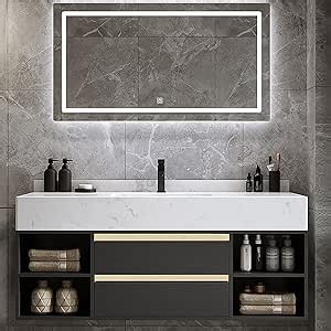 40" Floating Bathroom Vanity Set with Ceramic Sink 2 Drawers & Open Shelves (White & Black)