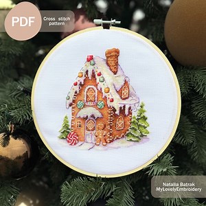 Gingerbread House Cross Stitch Pattern PDF, Instant Digital Download, Christmas Cross Stitch Pattern, Gingerbread Cross Stitch Pattern - Etsy