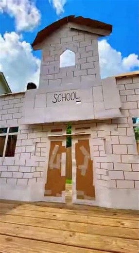 We Built a Life-Size School House! 🛠️ Huge Cardboard Fort Challenge for Kids