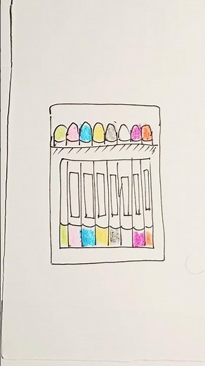 How to draw a crayon? Step by step drawing tutorial (Classroom Objects)