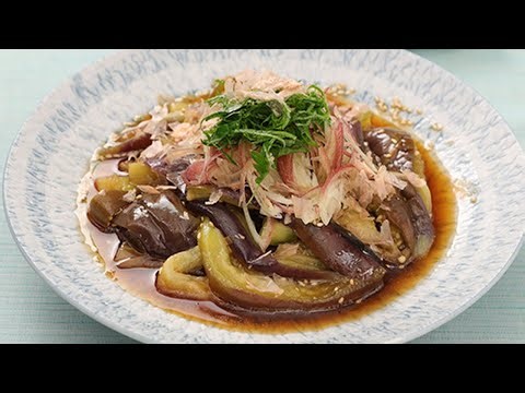 なすのレンジ蒸しごまポンだれがけ