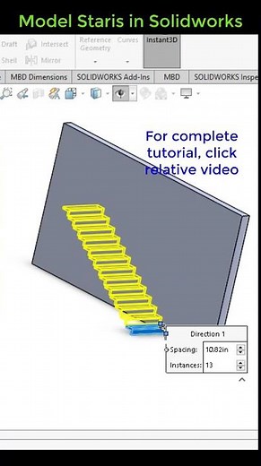 Model stairs with solidworks #solidworkscad #stairs