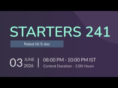 Starters_241 Codechef Upsolve Questions (Part 3) (Division 4) (Python)
