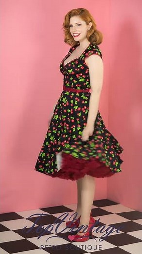 TopVintage - Heidi Black Cherry Swing dress