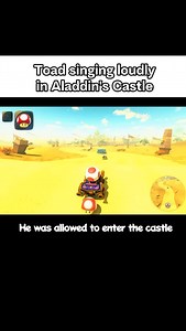 Gifted Toad on Instagram: "Toad singing loudly in Aladdin's Castle【He was allowed to enter the castle.】#Toad #mariokart #mariokartworld #gaming"